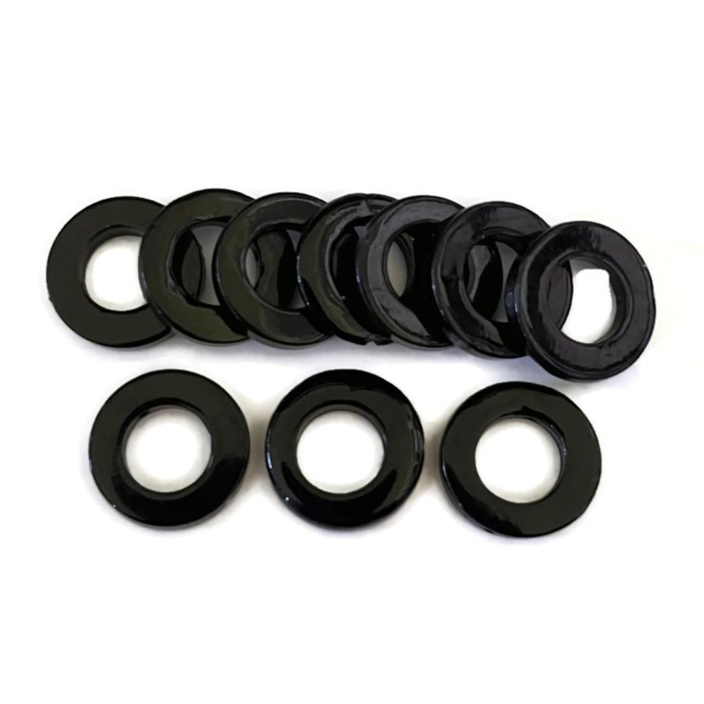Small Black Mother of Pearl MOP Shell Flat Donut Ring Hoop Frame Beads (10)